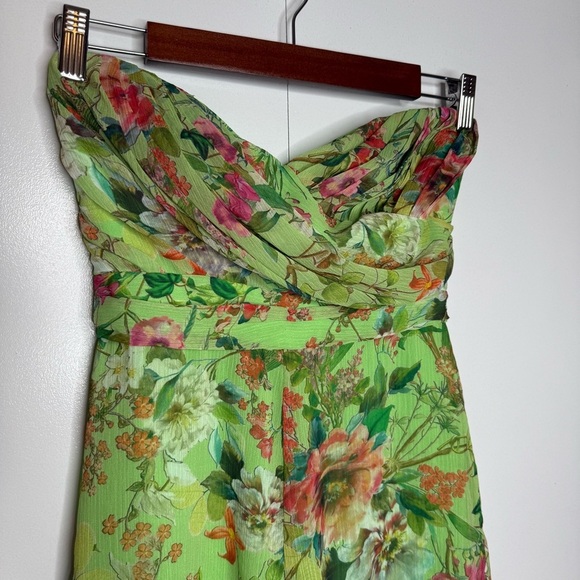 JAYGODFREY - Lime Green Floral Shorts Strapless Romper - 0 - Picture 3 of 11